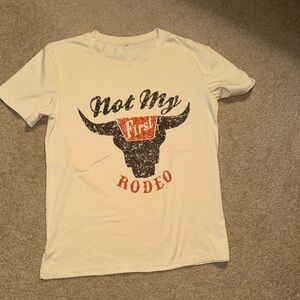 NWOT Rodeo Graphic Tee - Cream with Black & Rust Print